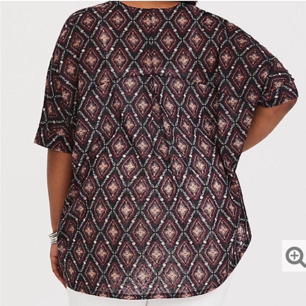 TORRID Black Geo Knit Open Drape Cardigan, Plus Size 2X - Picture 2 of 9